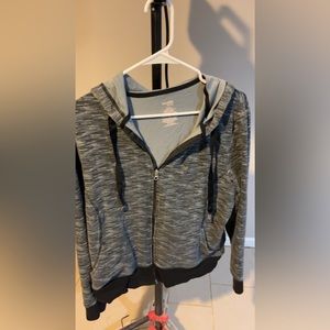 Danskin Now Gray Marled Zip-Up Hoodie